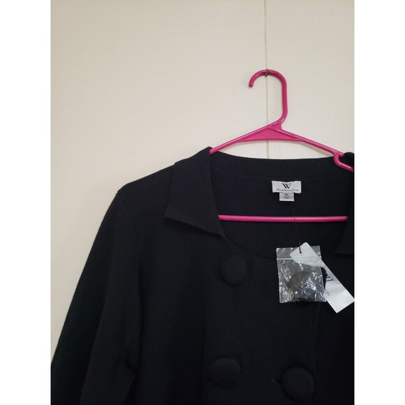 Worthington Womens XL Sweater Jacket Top Colorblock Cotton Black Persian Red NWT - Picture 4 of 7